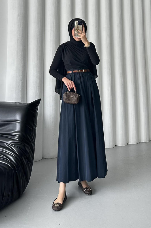 Kemerli Etek Lacivert