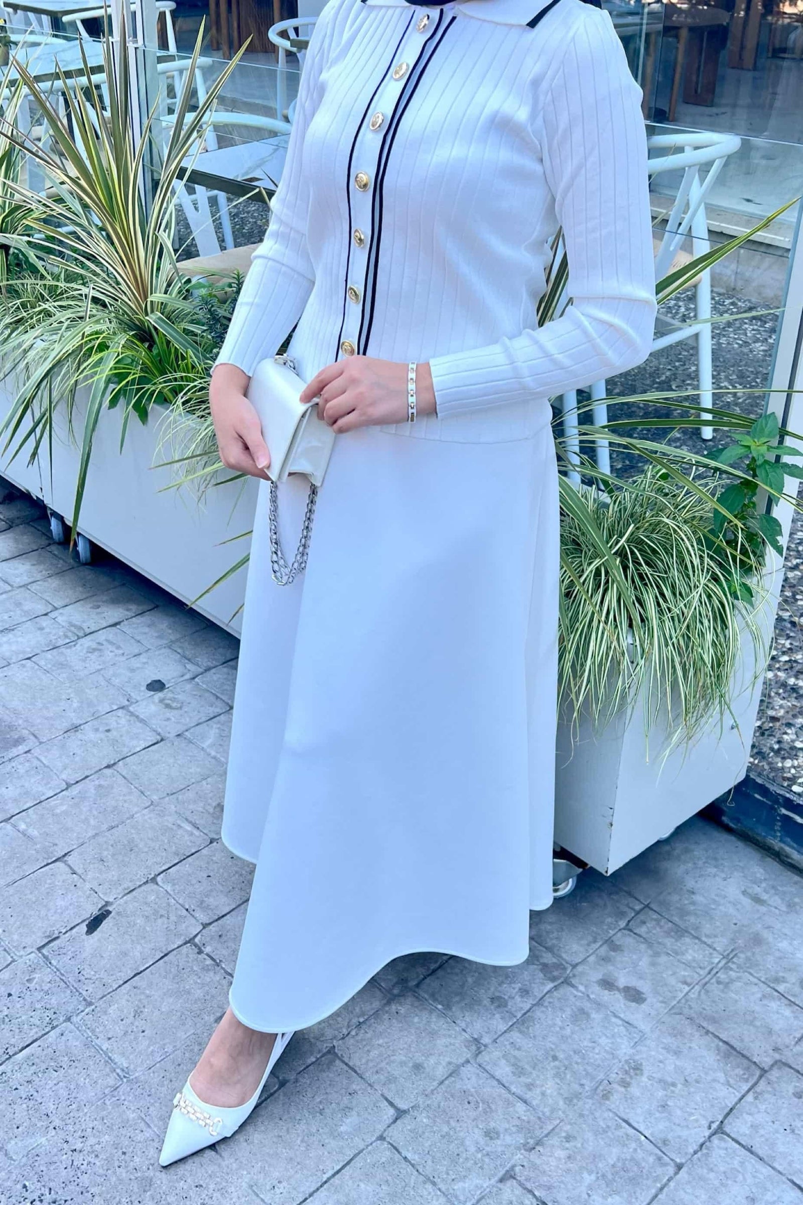 Flared Skirt White
