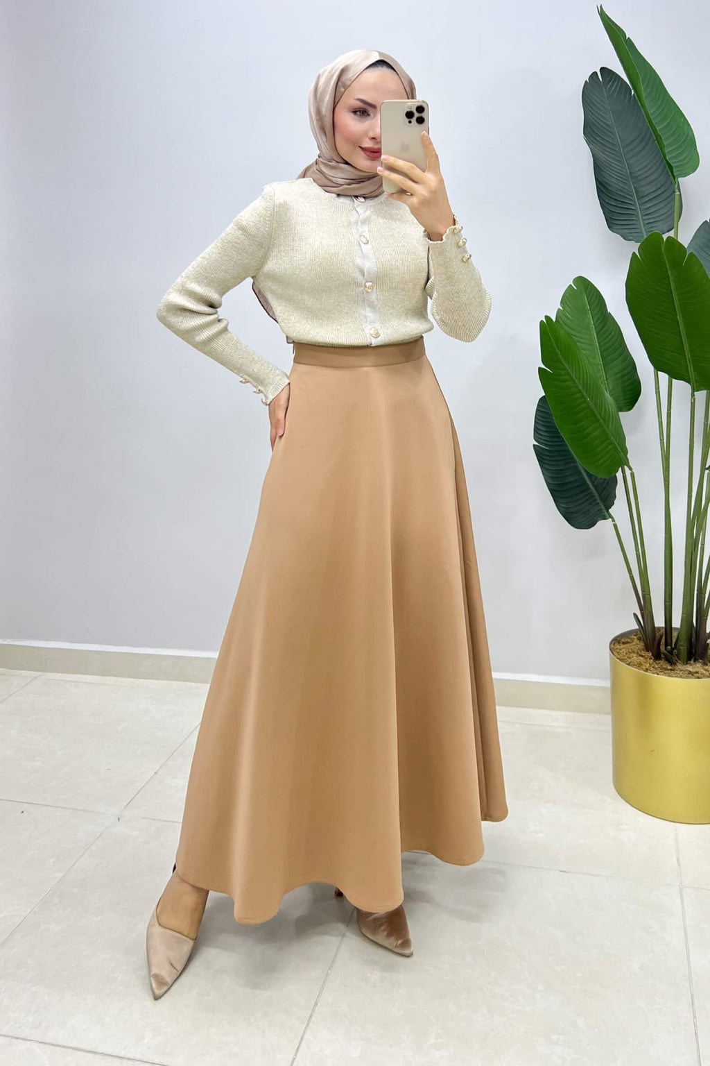 Kloş Etek Camel