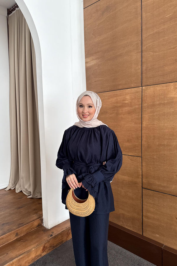 Ajda Pleated Skirt Set Petrol