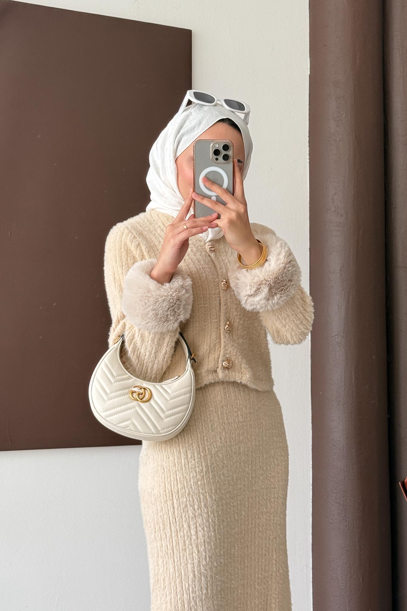 Kürklü Triko Takım Vizon