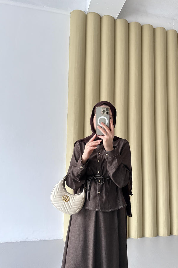 Ajda Pleated Skirt Set Petrol