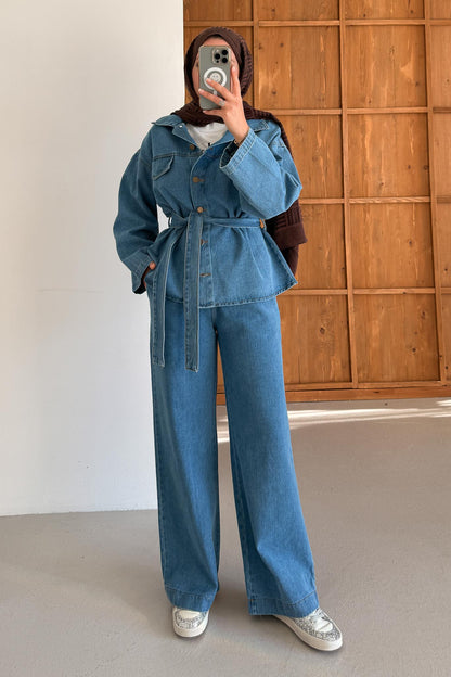 Ajda Pleated Skirt Set Petrol