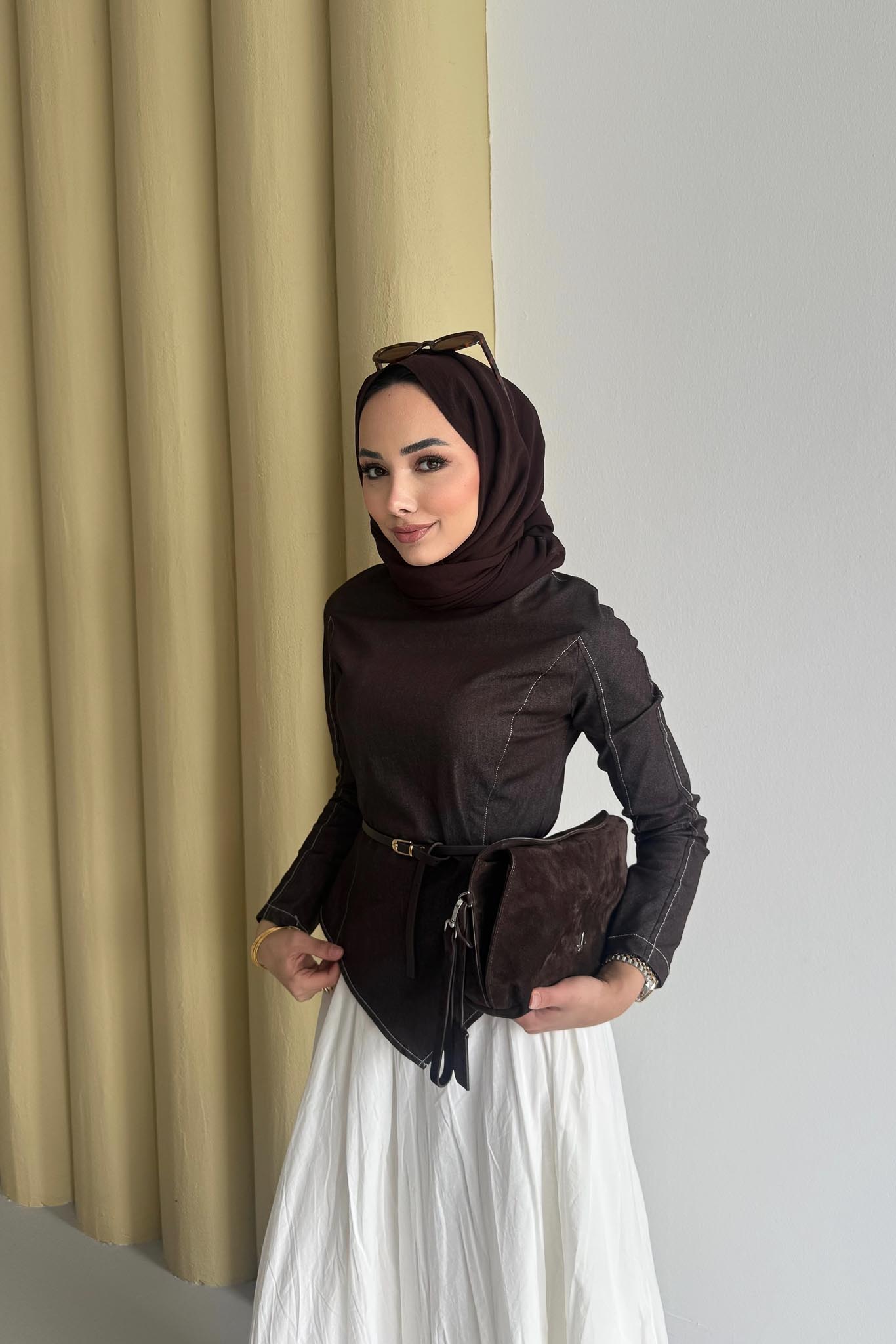 Asimetrik Kot Takım Kahverengi