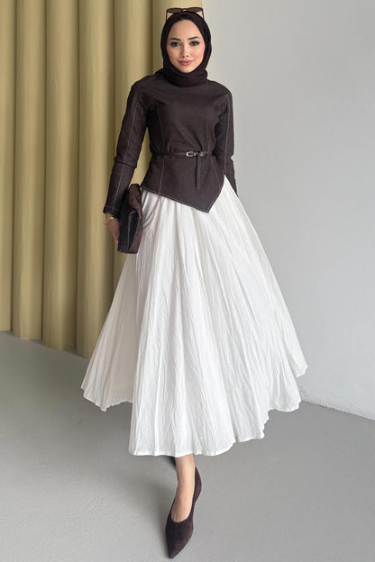 Asimetrik Kot Takım Kahverengi