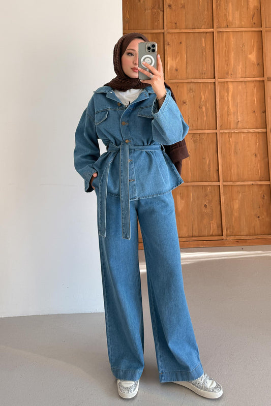 Ajda Pleated Skirt Set Petrol