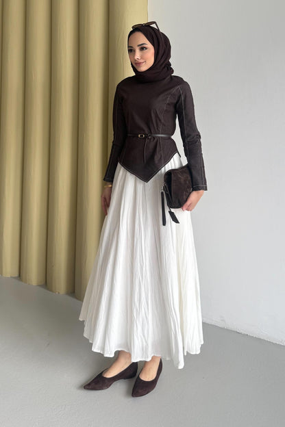 Asimetrik Kot Takım Kahverengi