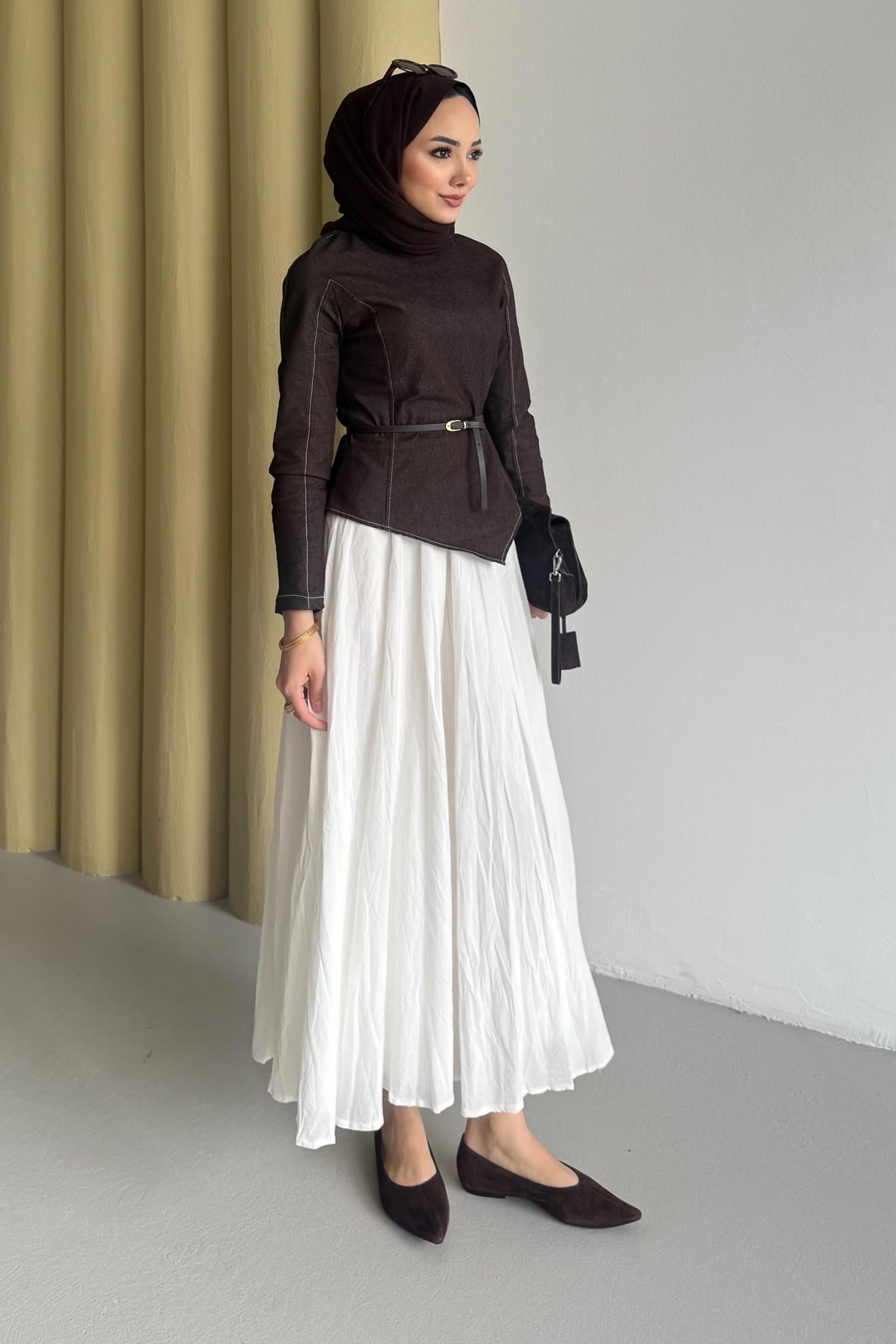 Asimetrik Kot Takım Kahverengi