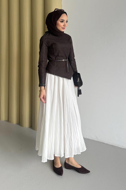 Asimetrik Kot Takım Kahverengi