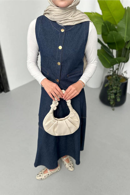 Yelekli Kot Takım Mavi