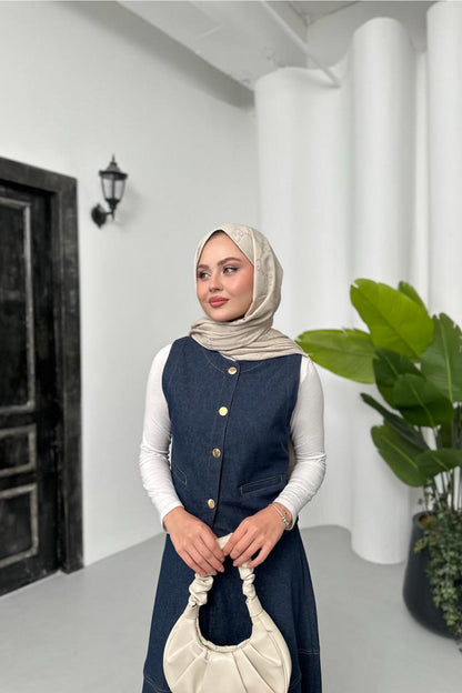 Yelekli Kot Takım Mavi