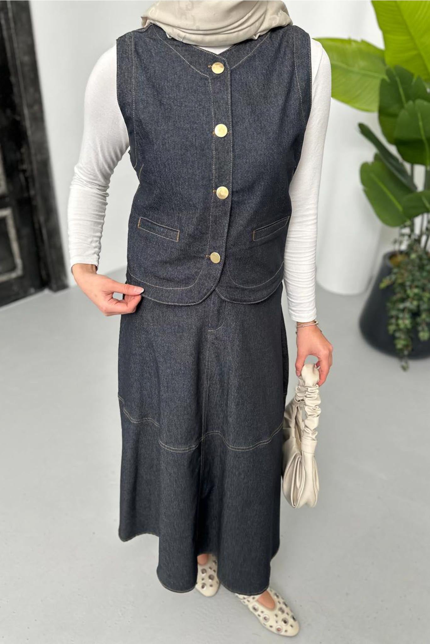 Yelekli Kot Takım Siyah