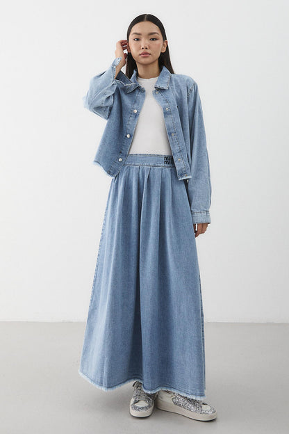 Ajda Pleated Skirt Set Petrol