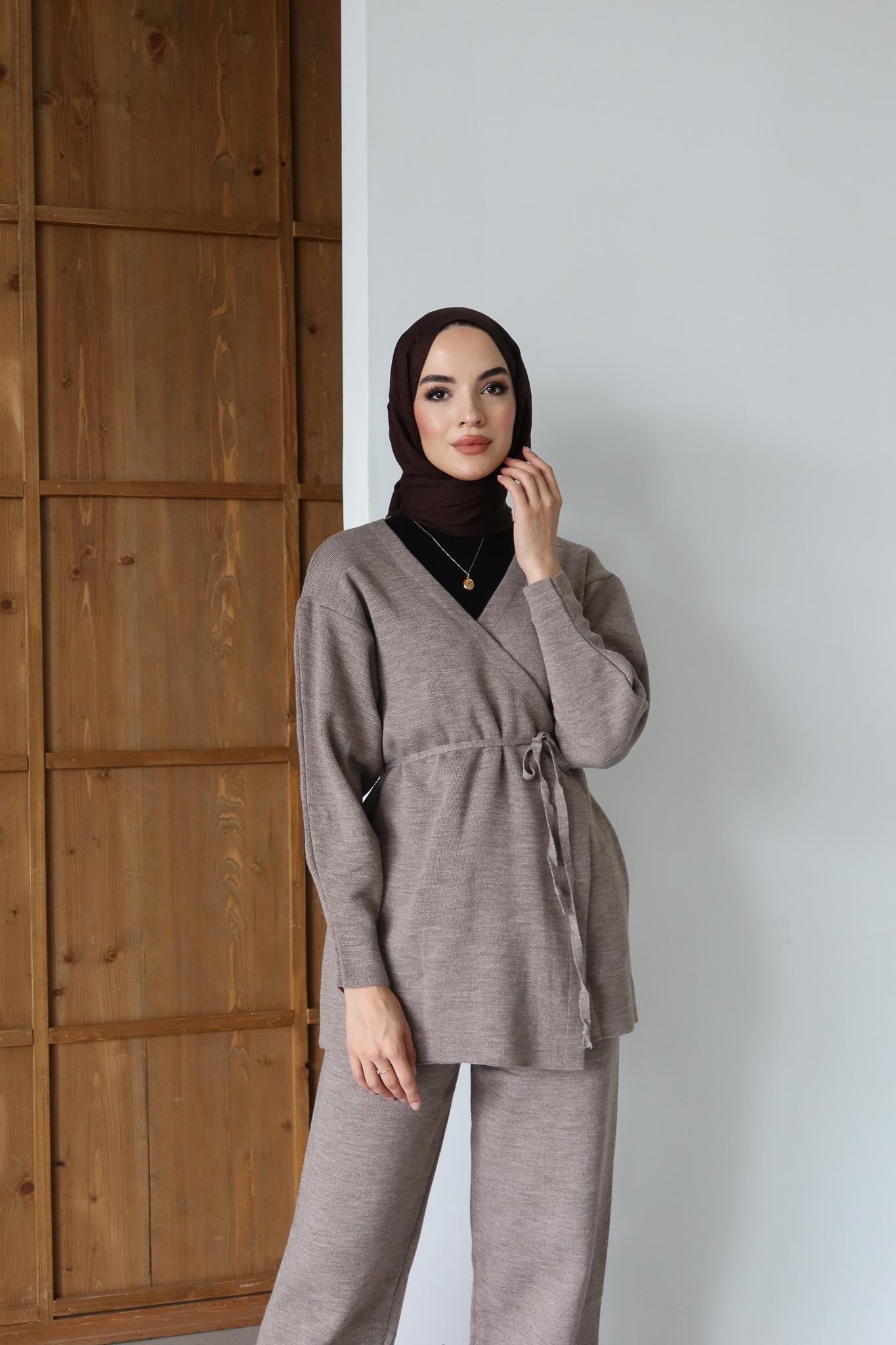 Kuşaklı Kimono Takım Menenj