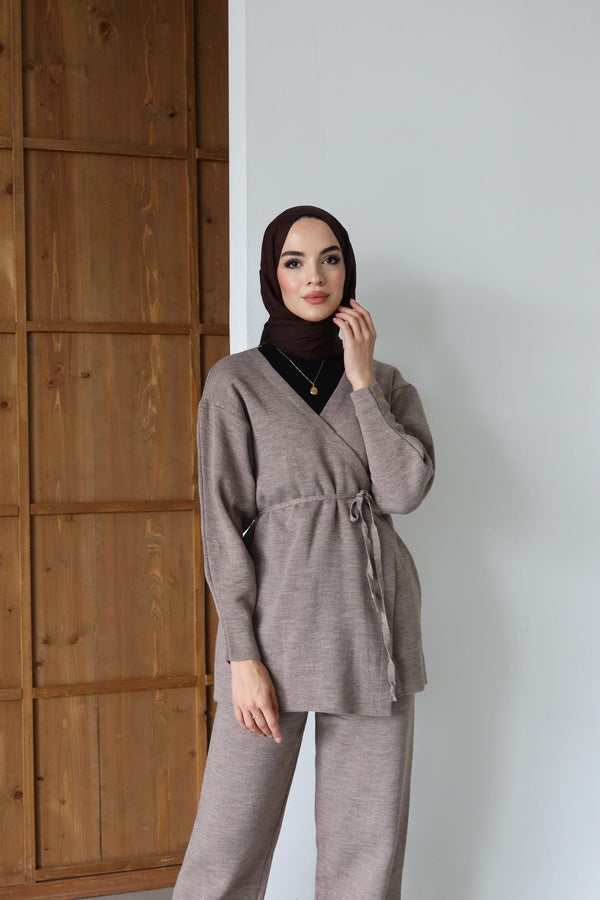 Kuşaklı Kimono Takım Menenj