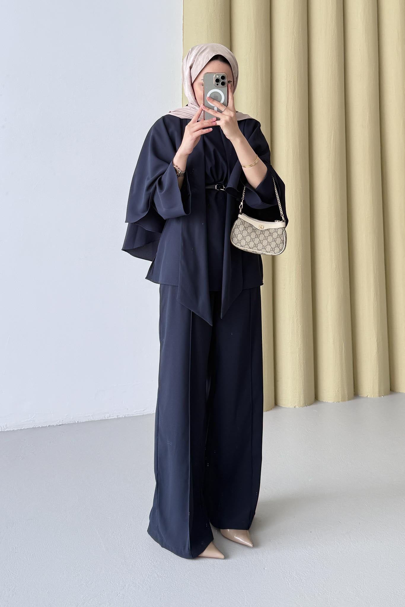 Lanse Kemerli Ceket Takım Lacivert