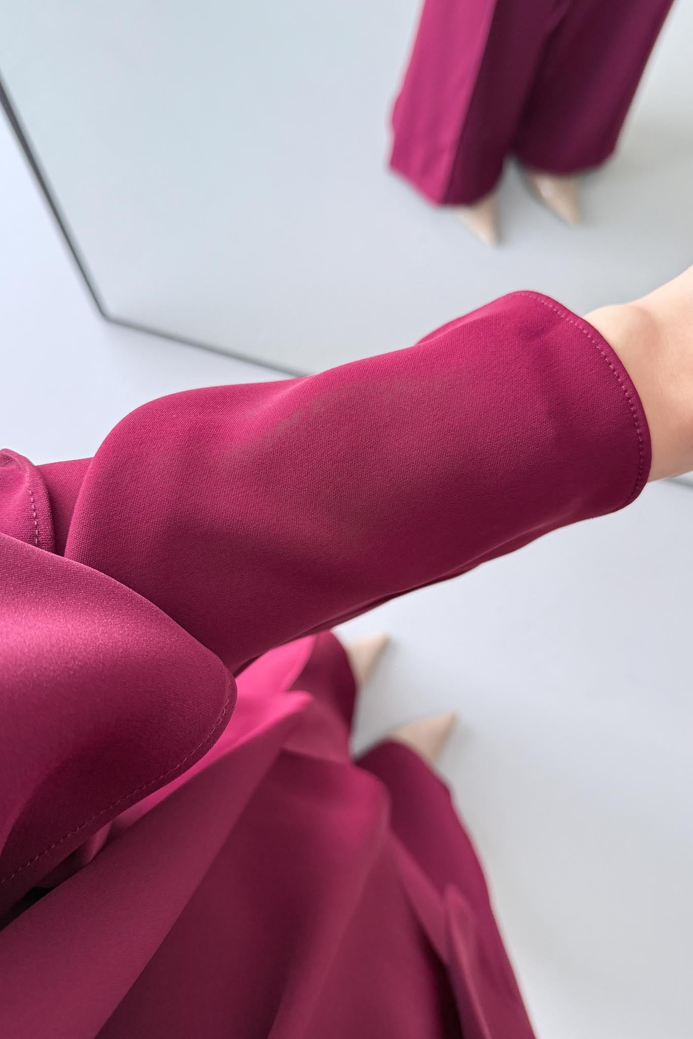 Lanse Kemerli Ceket Takım Bordo