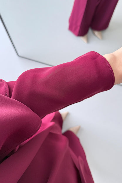 Lanse Kemerli Ceket Takım Bordo