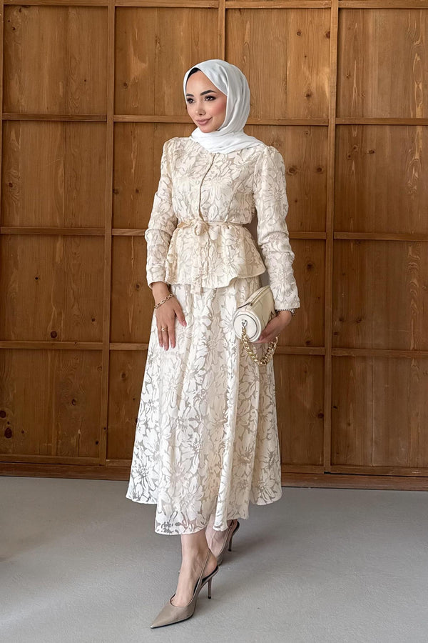 Seyran Pleated Dress Beige