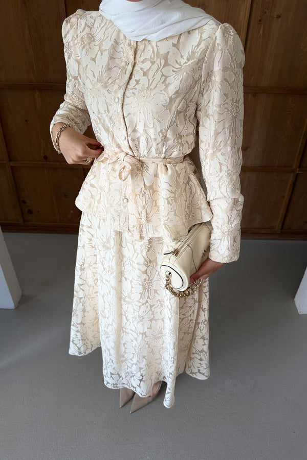 Seyran Pleated Dress Beige