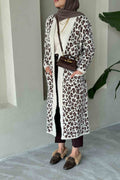 Leopar Dokulu Hırka Vizon