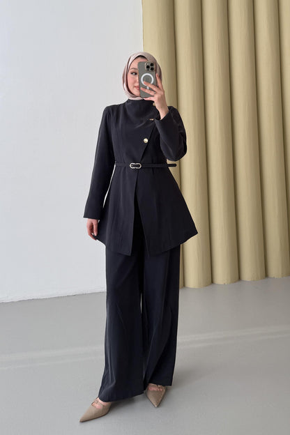 Madam Gold Düğmeli Takım Lacivert