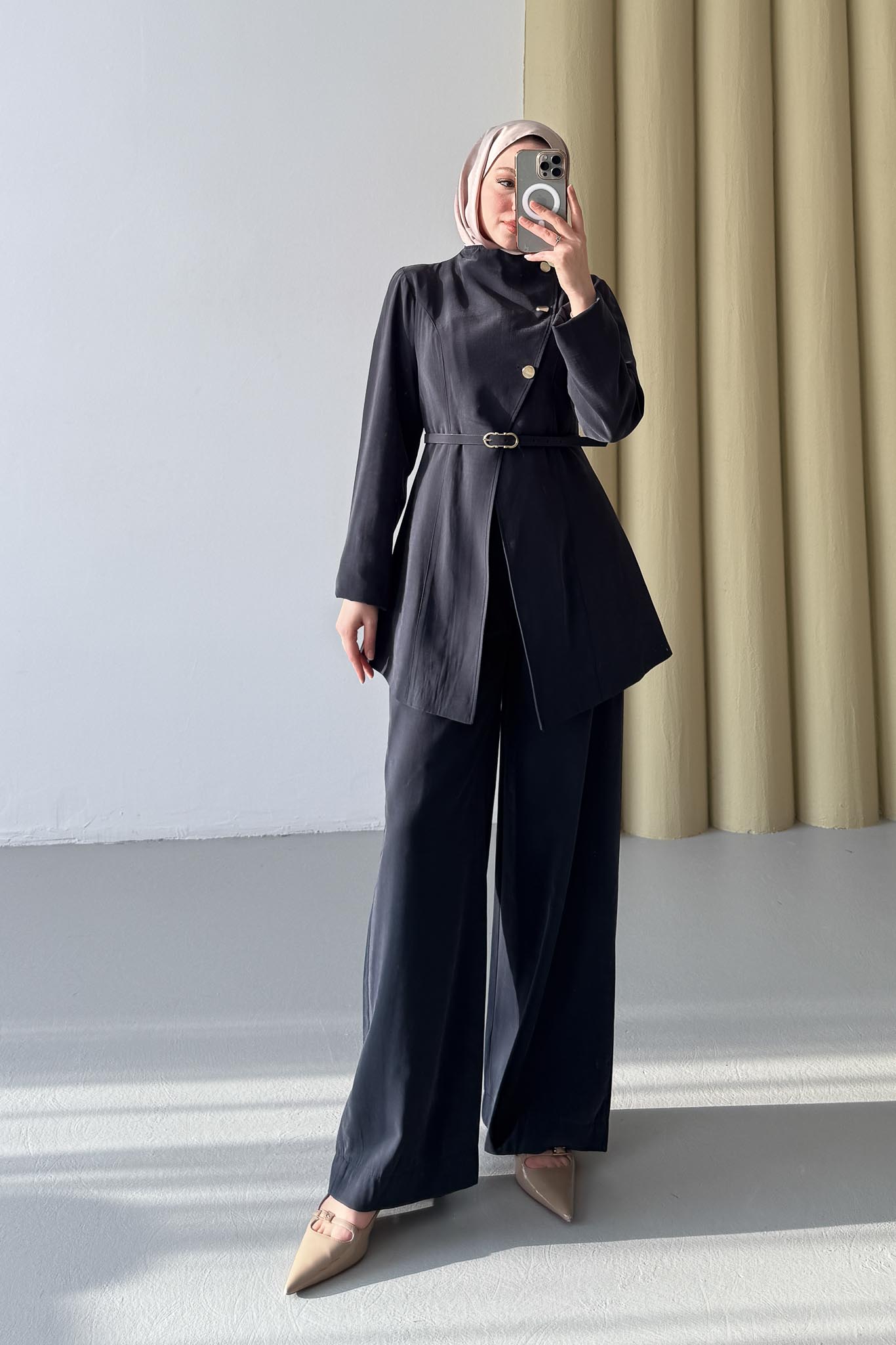 Madam Gold Düğmeli Takım Lacivert