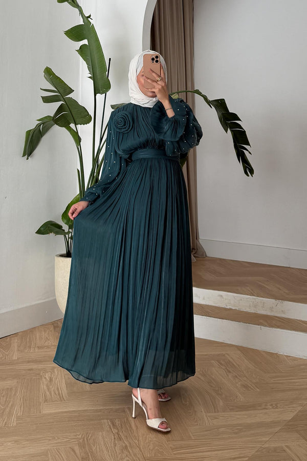 Seyran Pleated Dress Beige
