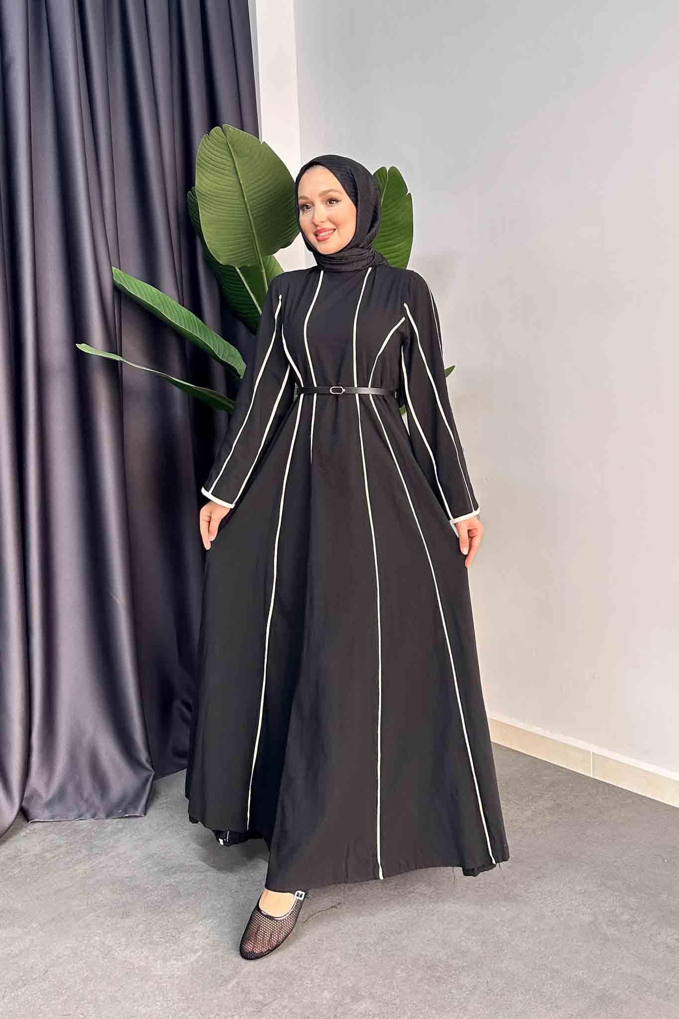 Massimo Piping Dress Black