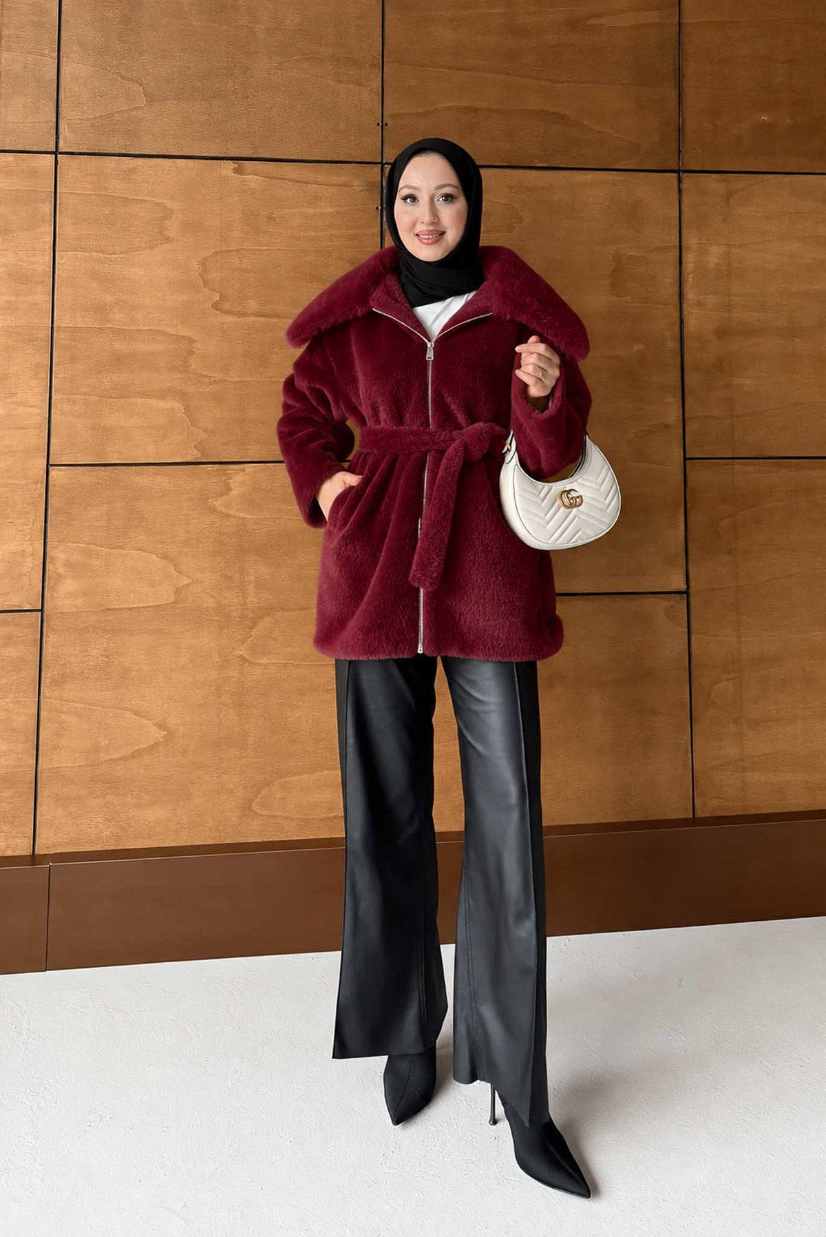 Masta Kürklü Angora Mont Bordo
