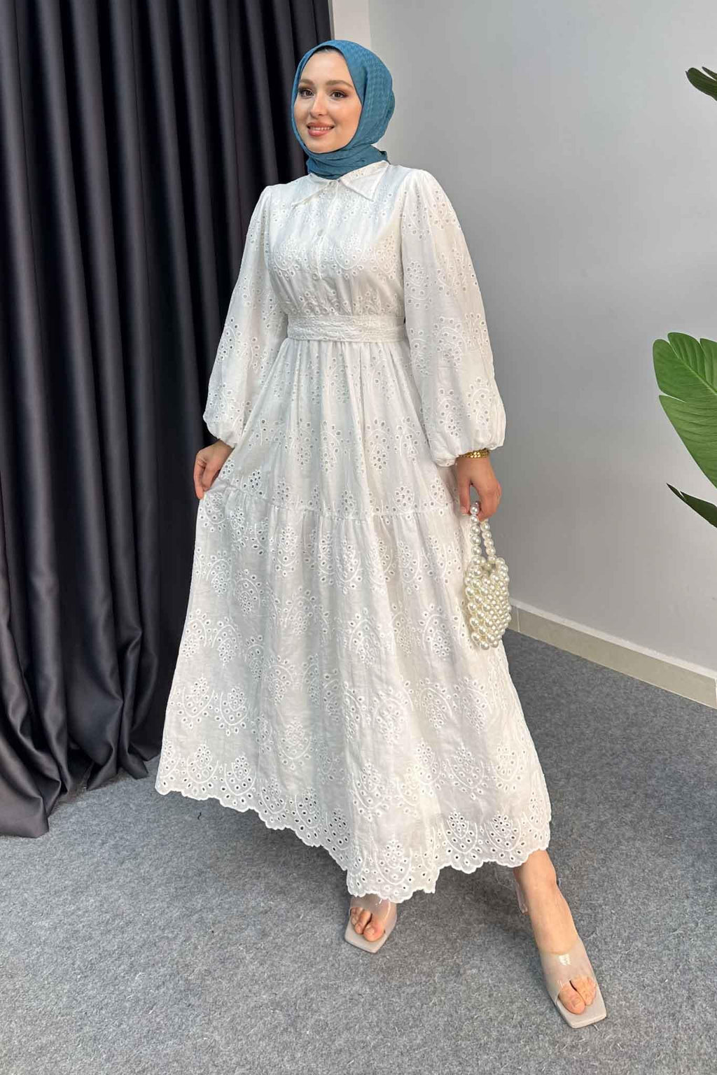 Mona Dantel Elbise Beyaz