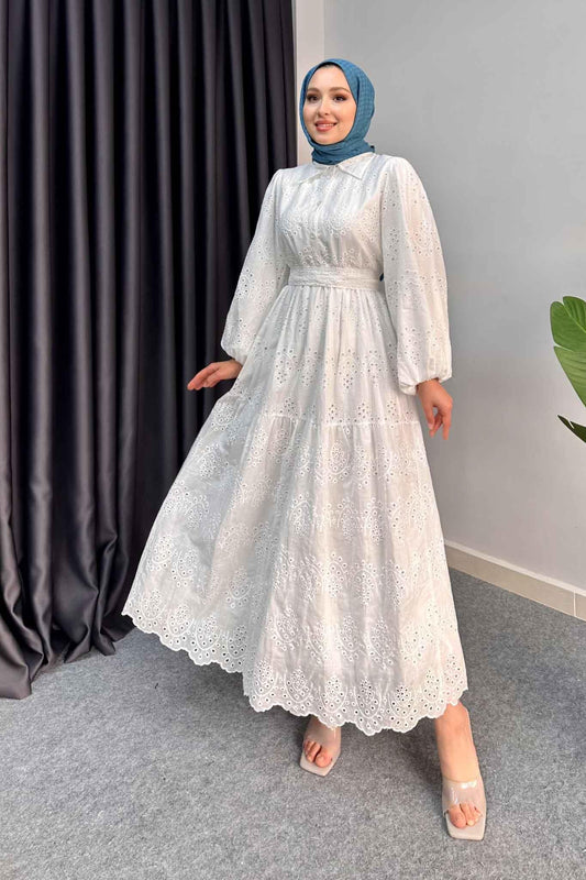 Mona Dantel Elbise Beyaz