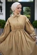 More Poplin Elbise Camel
