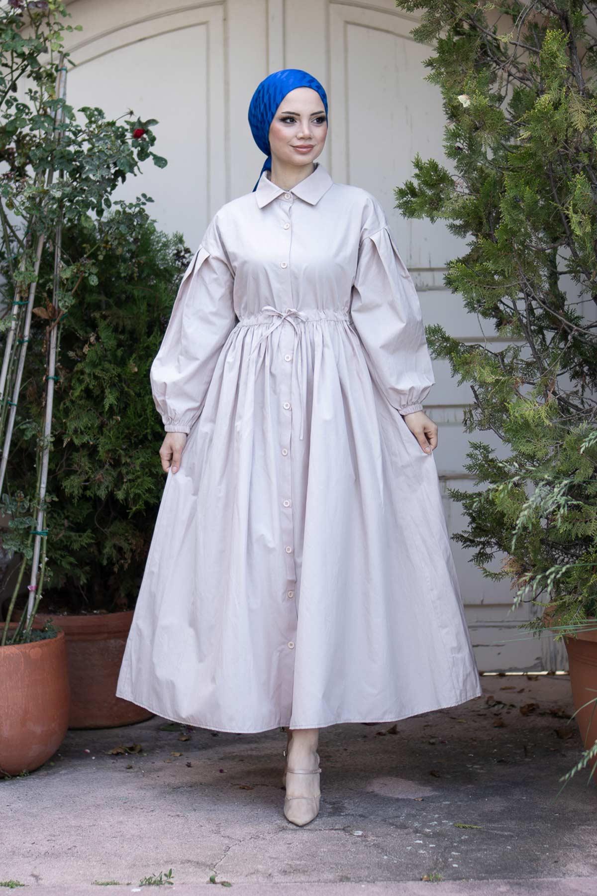 More Poplin Elbise Taş