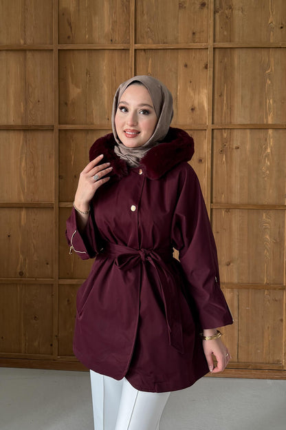 Nelso Peluş Panço Ceket Bordo
