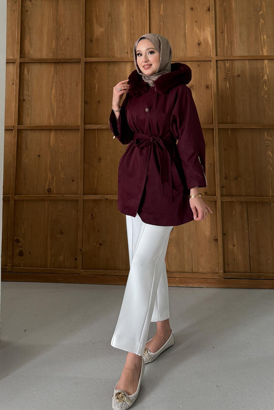 Nelso Peluş Panço Ceket Bordo