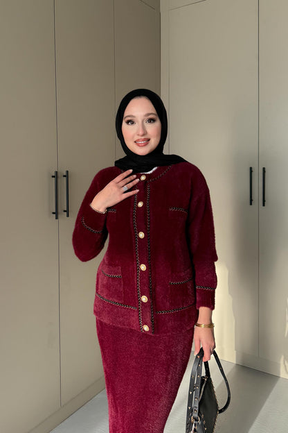 Angora Triko Takım Bordo