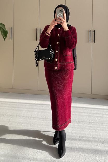 Angora Triko Takım Bordo