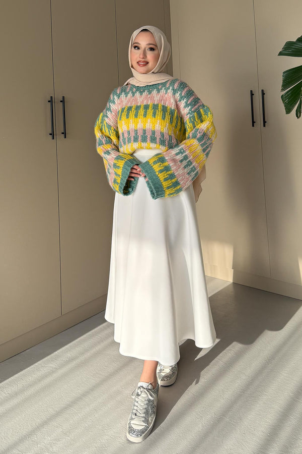 Ajda Pleated Skirt Set Petrol