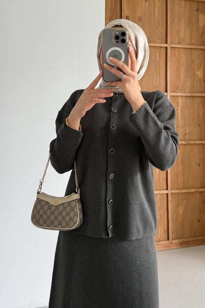 Minimal Balloon Sleeve Suit Gray