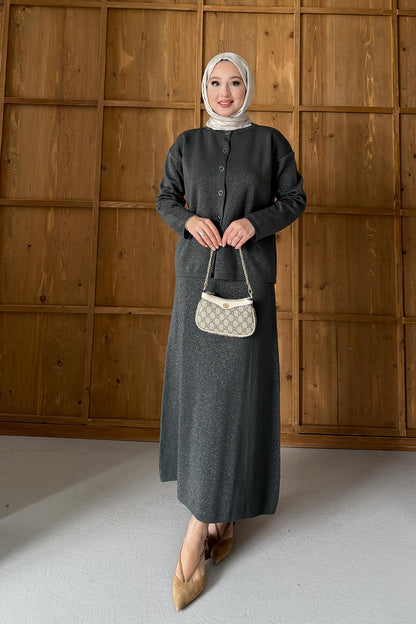 Minimal Balloon Sleeve Suit Gray