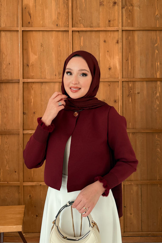 Laura Merserize Hırka Bordo