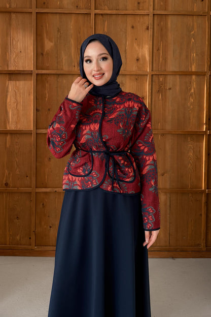 Dina Etnik Ceket Bordo