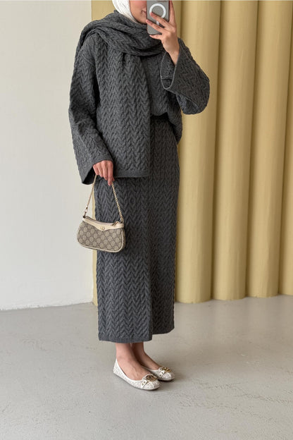 Ajda Pleated Skirt Set Petrol