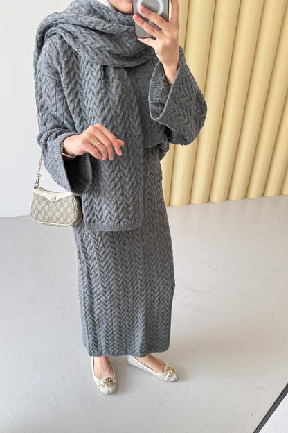 Ajda Pleated Skirt Set Petrol