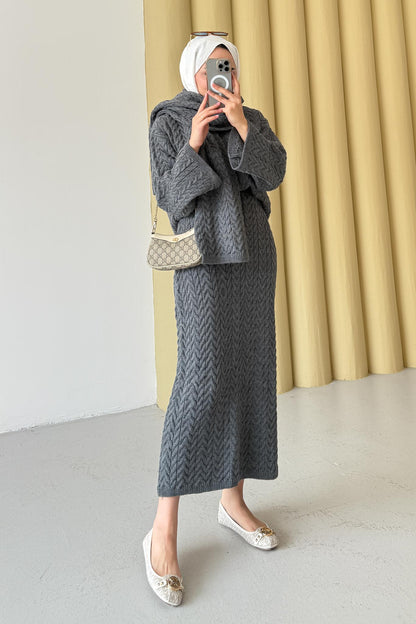 Ajda Pleated Skirt Set Petrol