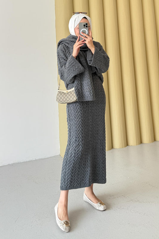 Ajda Pleated Skirt Set Petrol