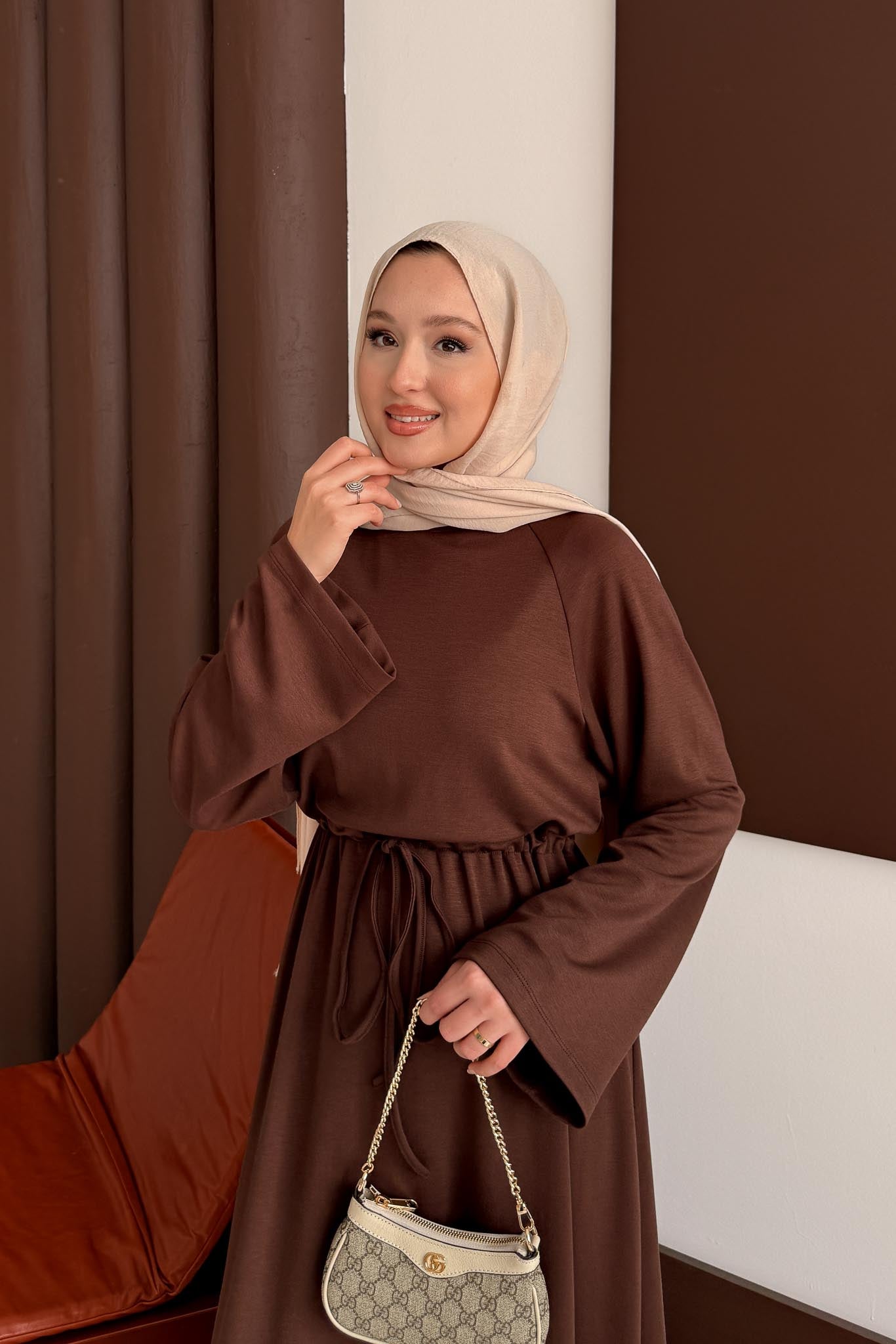 Alvare Basic Elbise Kahverengi