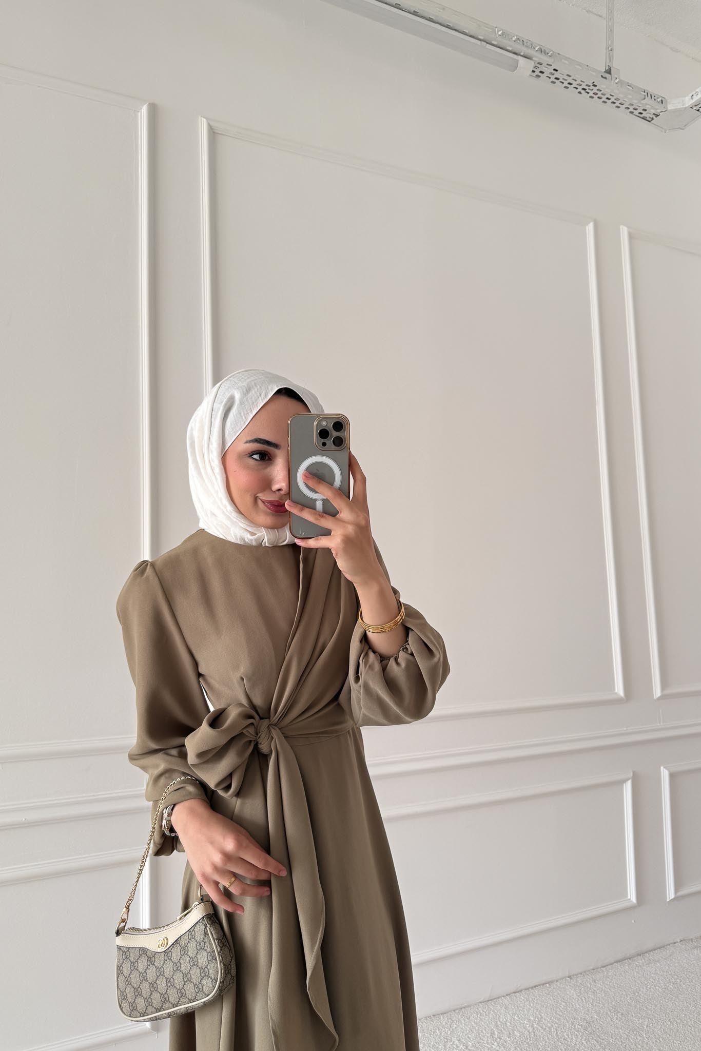 Bağlamalı Elbise Su Yeşili