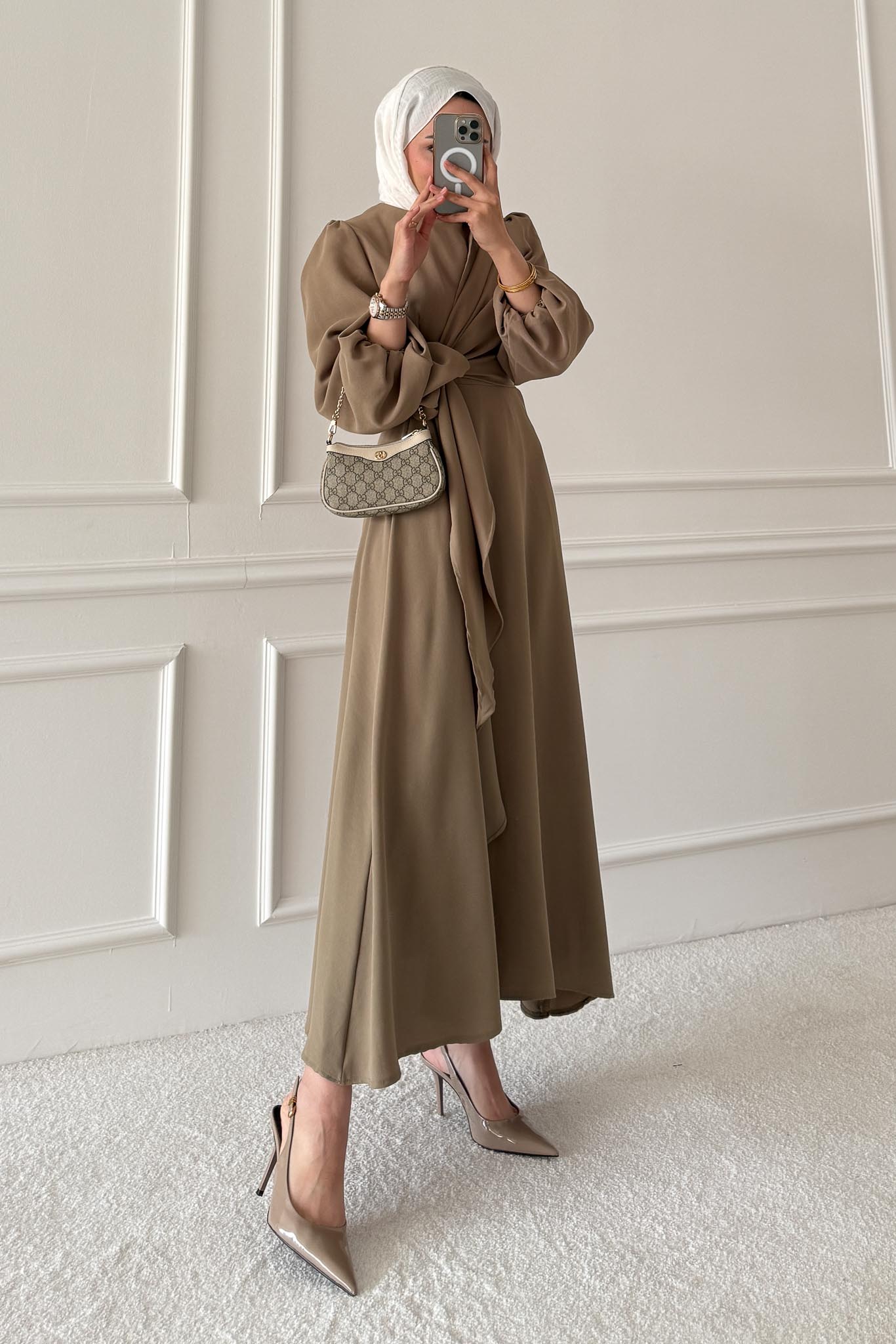 Bağlamalı Elbise Su Yeşili